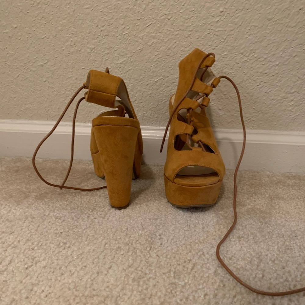 Tan lace up heels